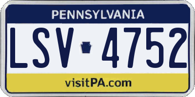 PA license plate LSV4752