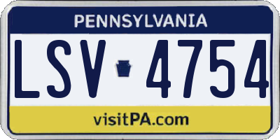 PA license plate LSV4754