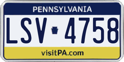 PA license plate LSV4758