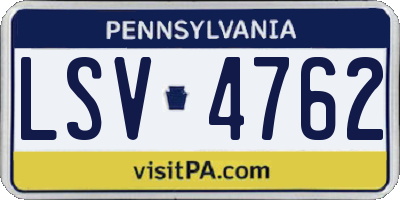 PA license plate LSV4762