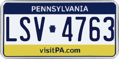 PA license plate LSV4763