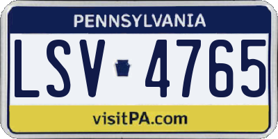 PA license plate LSV4765