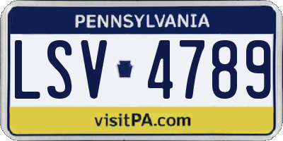 PA license plate LSV4789