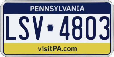PA license plate LSV4803