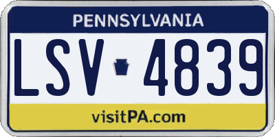 PA license plate LSV4839
