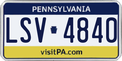 PA license plate LSV4840
