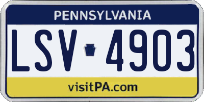 PA license plate LSV4903