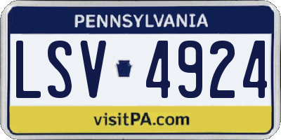 PA license plate LSV4924