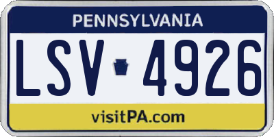PA license plate LSV4926