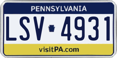 PA license plate LSV4931