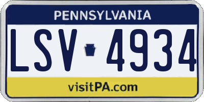 PA license plate LSV4934
