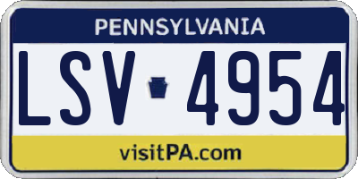 PA license plate LSV4954