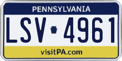 PA license plate LSV4961