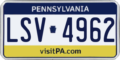 PA license plate LSV4962