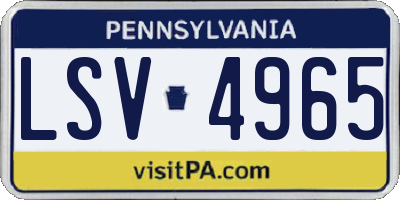 PA license plate LSV4965