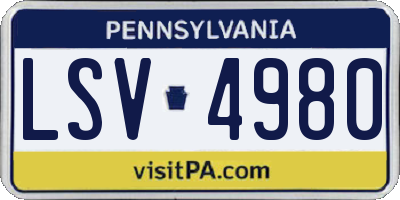 PA license plate LSV4980