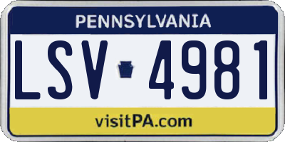 PA license plate LSV4981