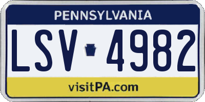 PA license plate LSV4982