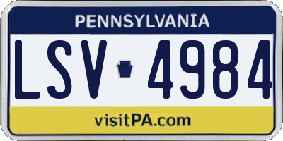 PA license plate LSV4984