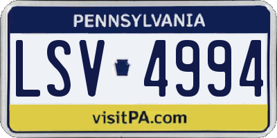 PA license plate LSV4994