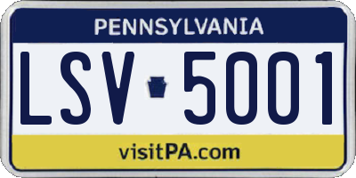 PA license plate LSV5001