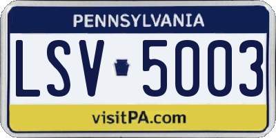 PA license plate LSV5003