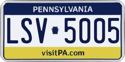 PA license plate LSV5005