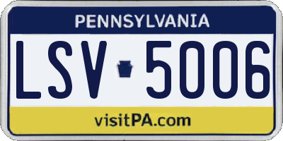 PA license plate LSV5006