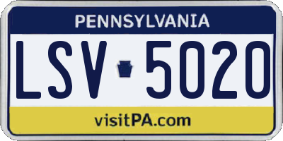 PA license plate LSV5020