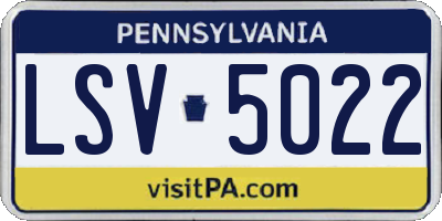 PA license plate LSV5022