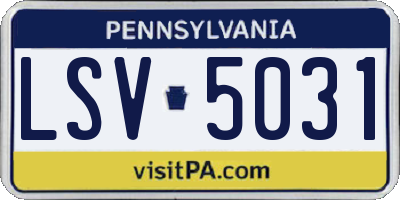 PA license plate LSV5031