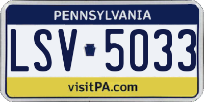 PA license plate LSV5033