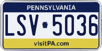 PA license plate LSV5036