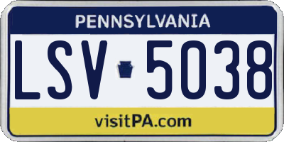PA license plate LSV5038