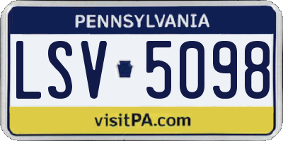 PA license plate LSV5098