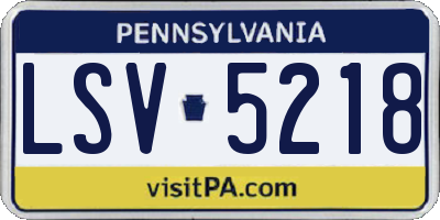 PA license plate LSV5218