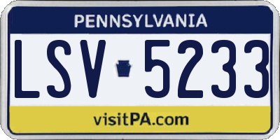 PA license plate LSV5233