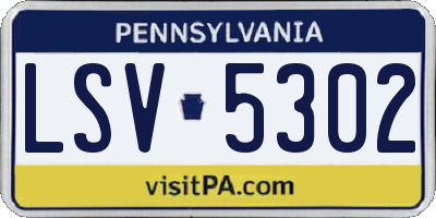 PA license plate LSV5302