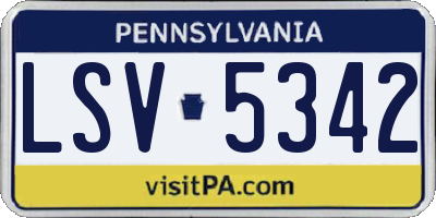 PA license plate LSV5342