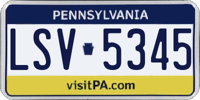PA license plate LSV5345