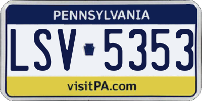 PA license plate LSV5353