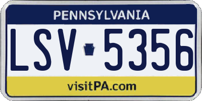 PA license plate LSV5356