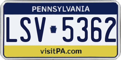 PA license plate LSV5362