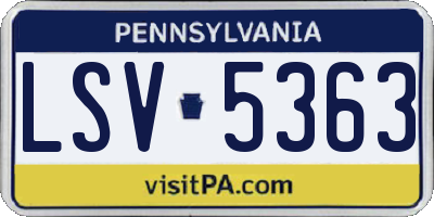 PA license plate LSV5363
