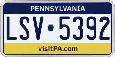 PA license plate LSV5392