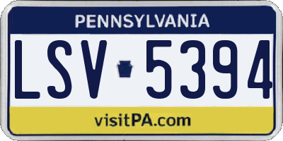 PA license plate LSV5394