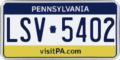 PA license plate LSV5402