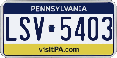 PA license plate LSV5403