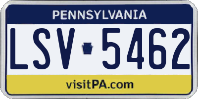 PA license plate LSV5462