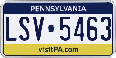 PA license plate LSV5463
